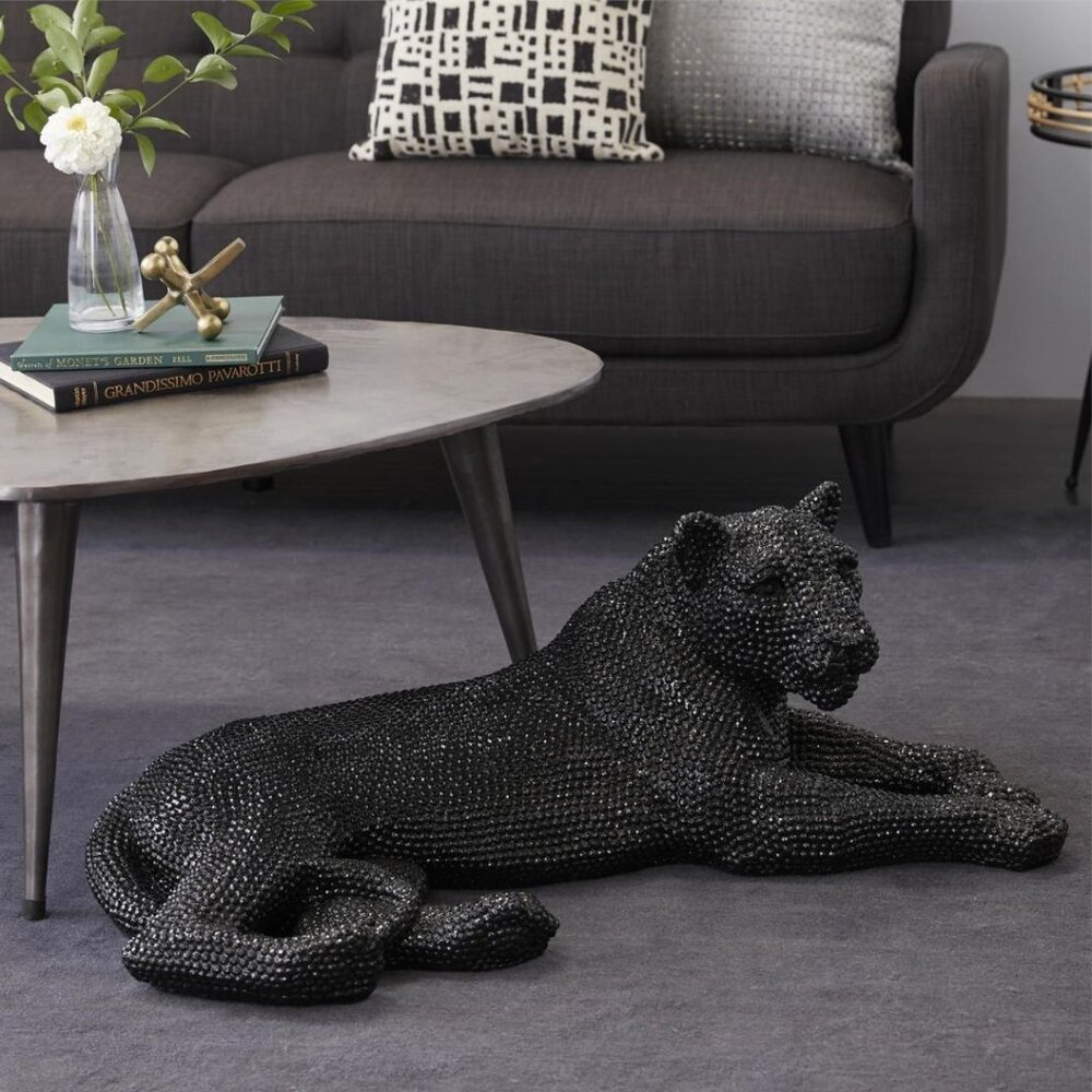 Black Polystone Glam Black Panther Sculpture